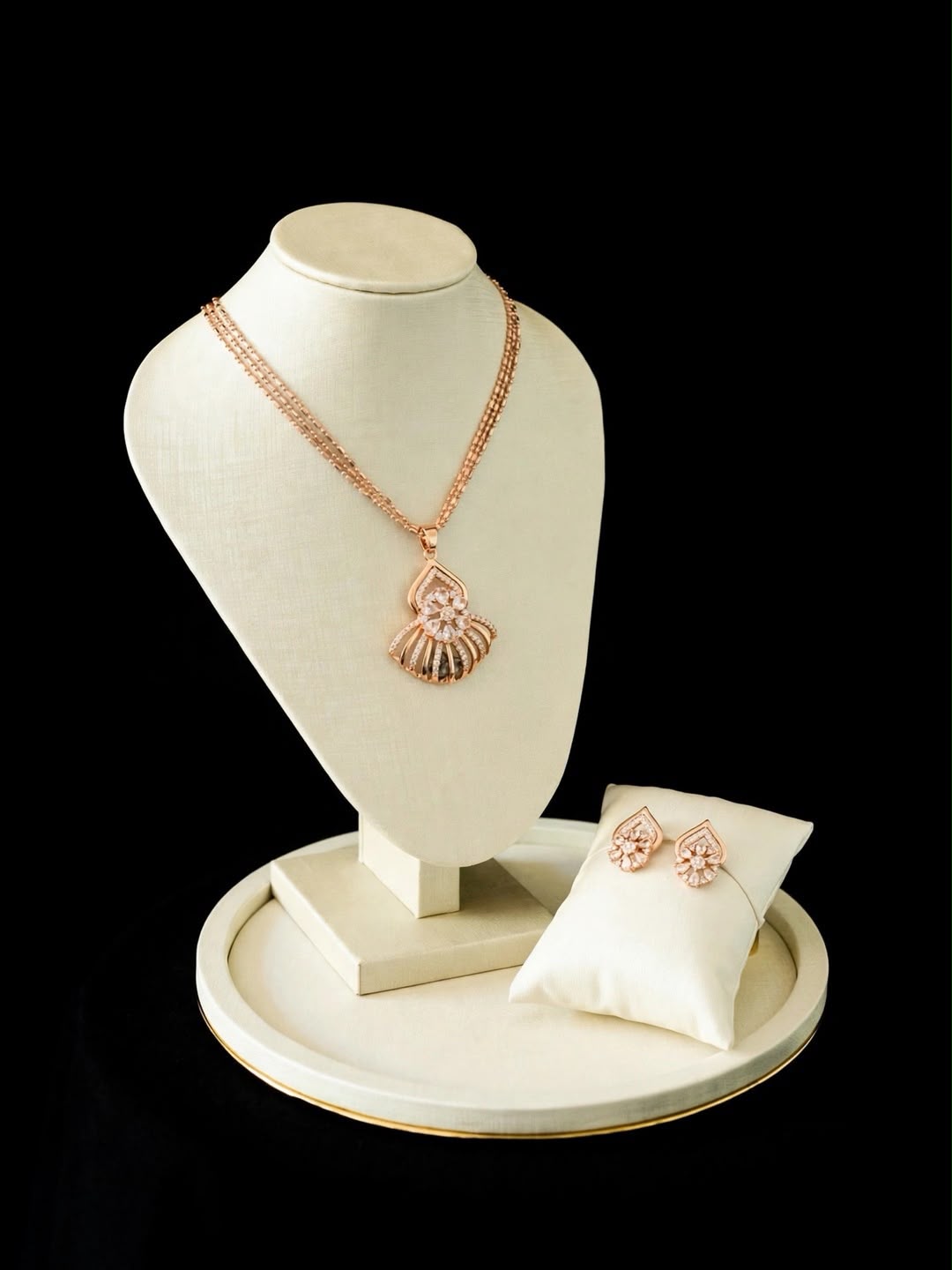 Rose Floral Double-Layer Necklace Set