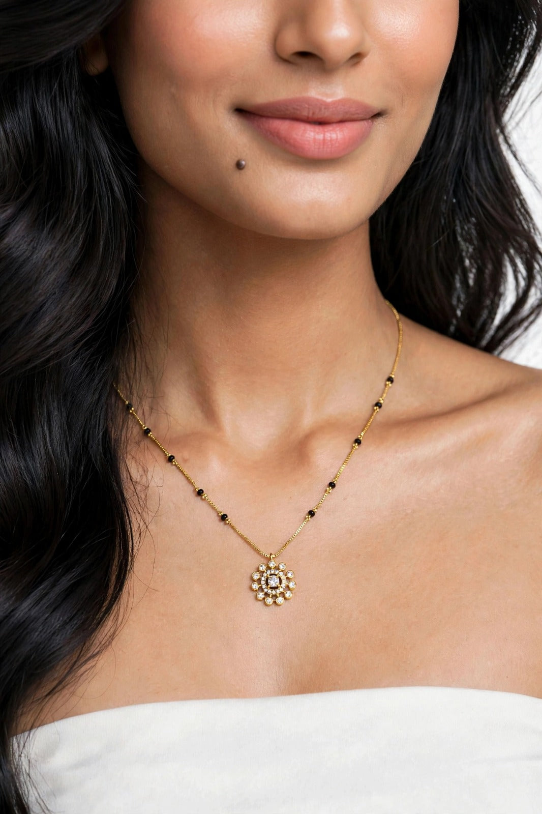 Golden Floral Charm Mangalsutra