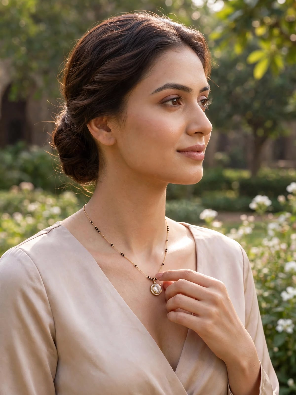 Golden Radiance Round Pendant Mangalsutra