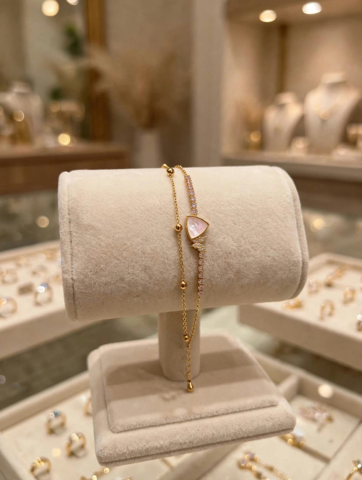 Rose Triangle Charm Link Bracelet