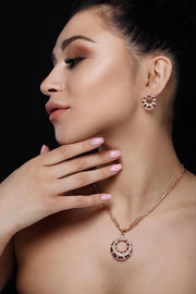 Rose Circular Textured Pendant Set