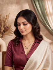 Golden Three-Stone Pendant Mangalsutra