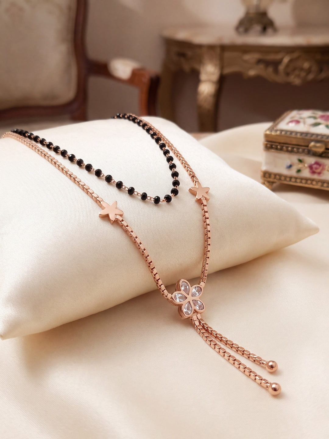 Rose Floral Layered Stone Mangalsutra