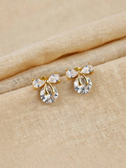 Rose Gold Bow Crystal Stud Earrings