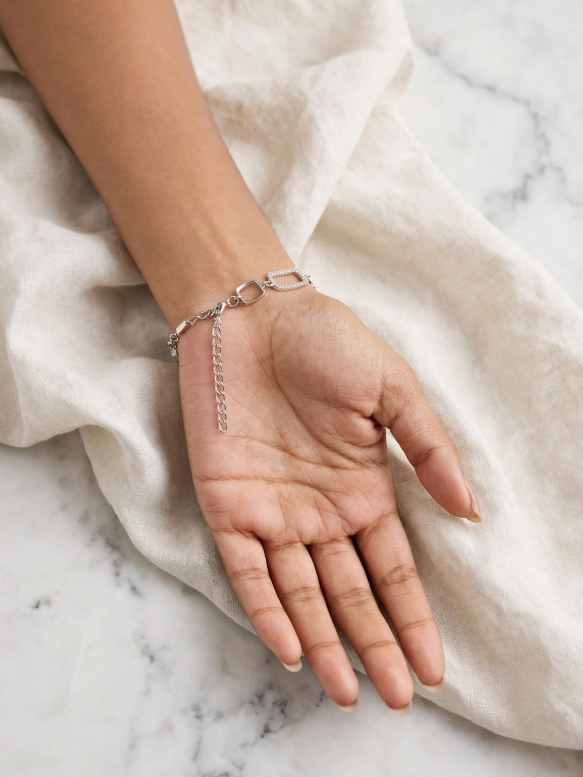 Rose Circular Charm Link Bracelet