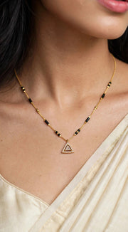 Golden Green Oval Pendant Mangalsutra