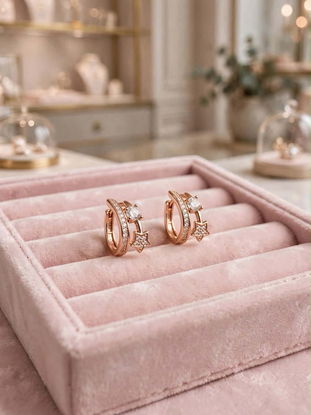 Rose Starburst Hoop Earrings