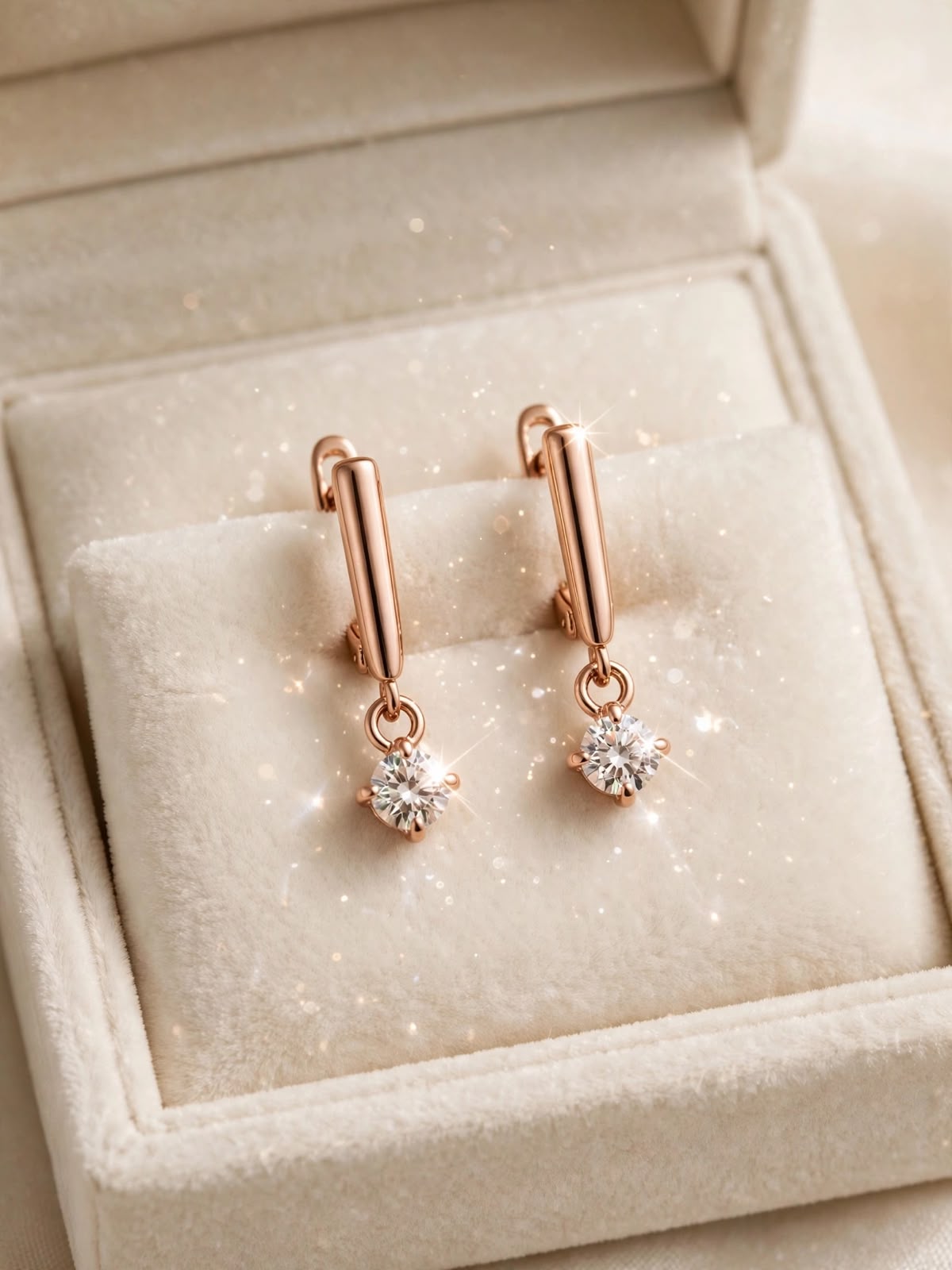 Rose Gold Teardrop Crystal Drop Earrings