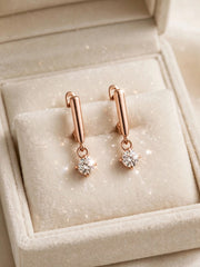 Rose Gold Teardrop Crystal Drop Earrings