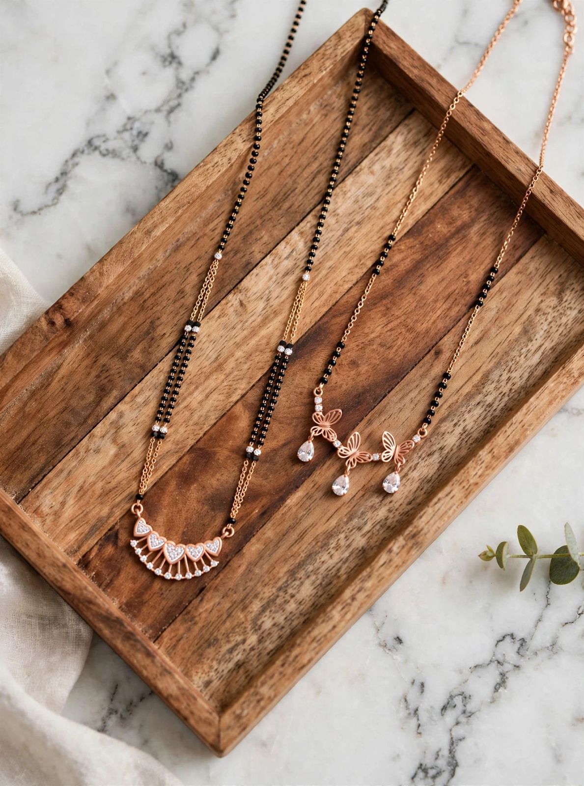 Rosé Heart & Butterfly Mangalsutra Set