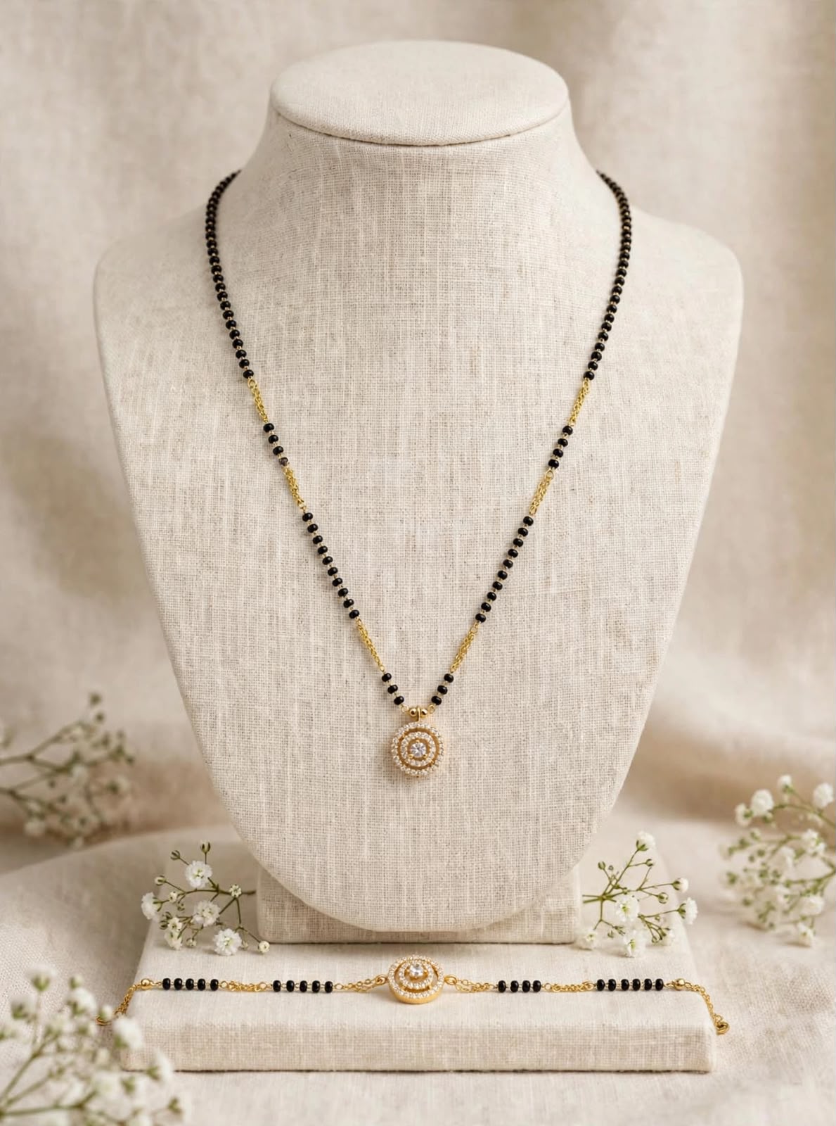 Golden Circle Stone Mangalsutra Set
