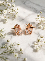 Rose Gold Butterfly Crystal Stud Earrings