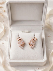 Rose Gold Floral Crystal Stud Earrings