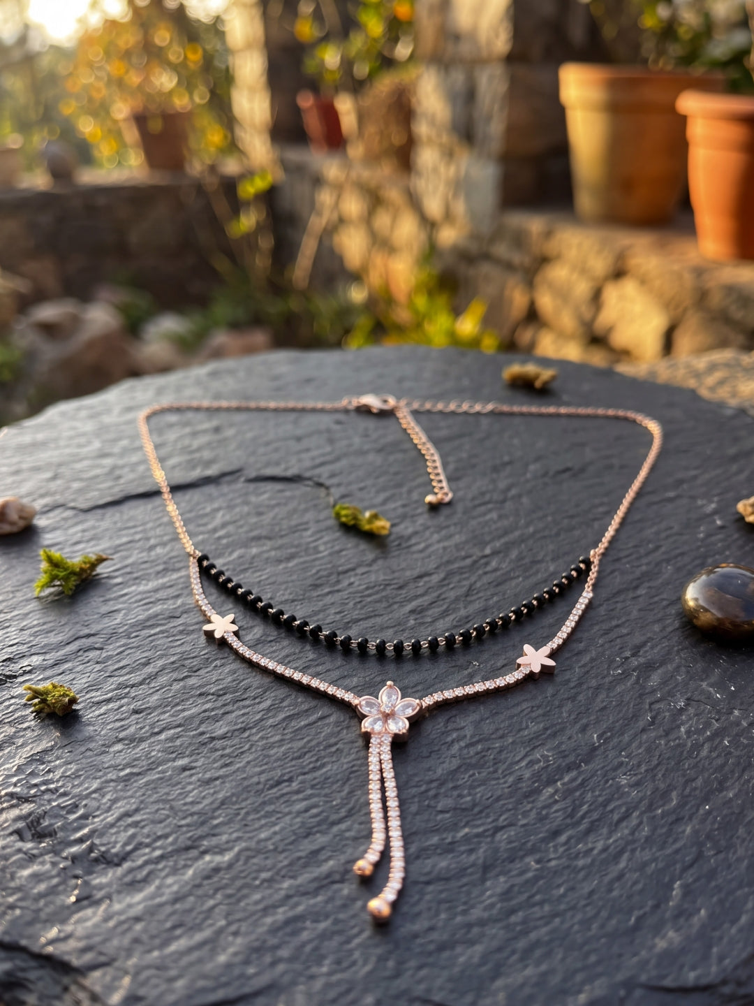 Rose Floral Layered Stone Mangalsutra