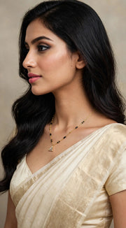 Golden Green Oval Pendant Mangalsutra