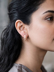 Rose Gold Baguette Layered Hoop Earrings