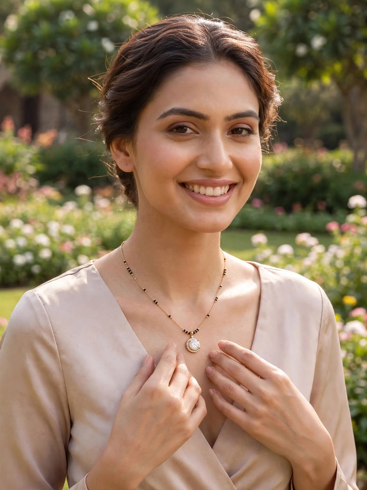 Golden Radiance Round Pendant Mangalsutra
