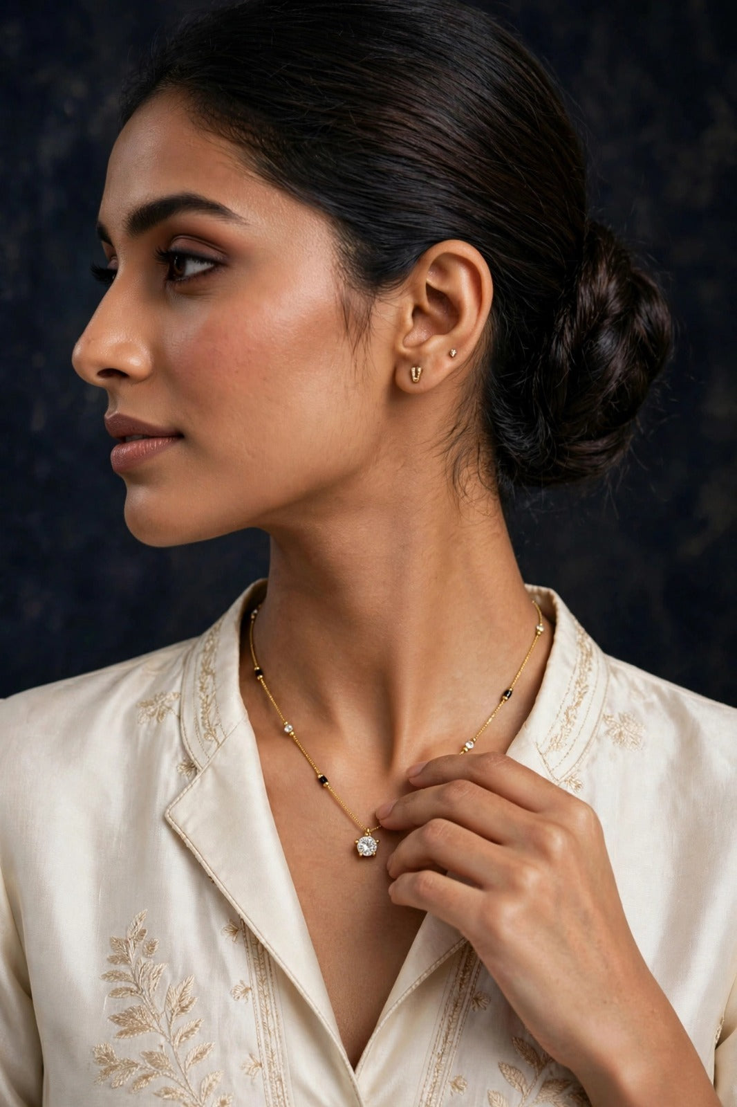 Golden Solitaire Charm Mangalsutra