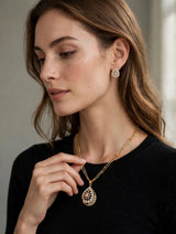 Golden Teardrop Double-Layer Necklace Set