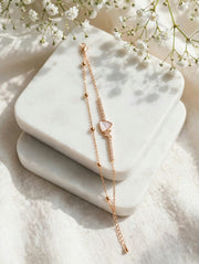 Rose Triangle Charm Link Bracelet