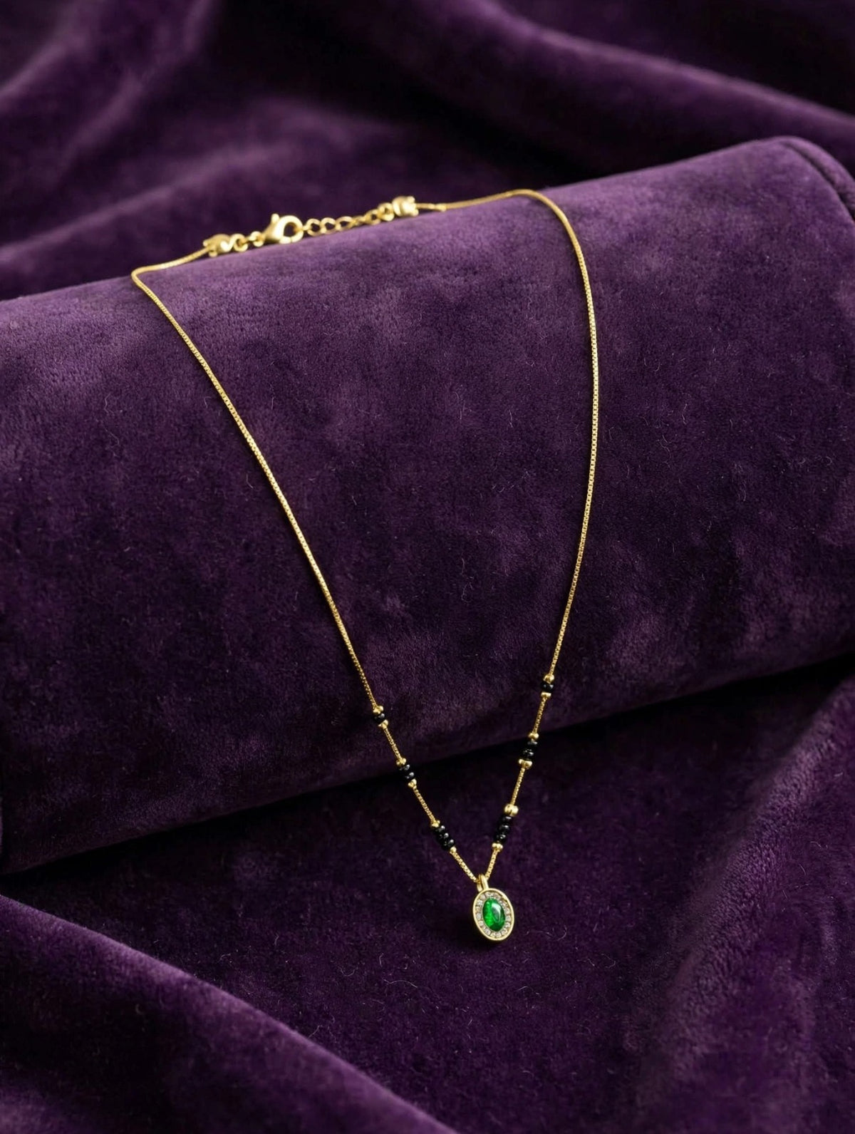 Golden Green Oval Mangalsutra