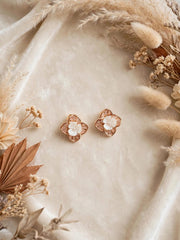 Rose Gold Petal Flower Stud Earrings