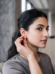 Rose Gold Baguette Crystal Hoop Earrings