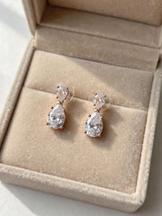Rose Gold Dual-Stone Teardrop Earrings