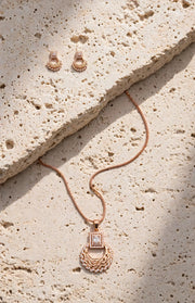 Golden Leaf Openwork Necklace Set