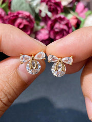 Rose Gold Bow Crystal Stud Earrings