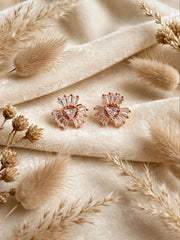 Rose Gold Fan Crystal Stud Earrings