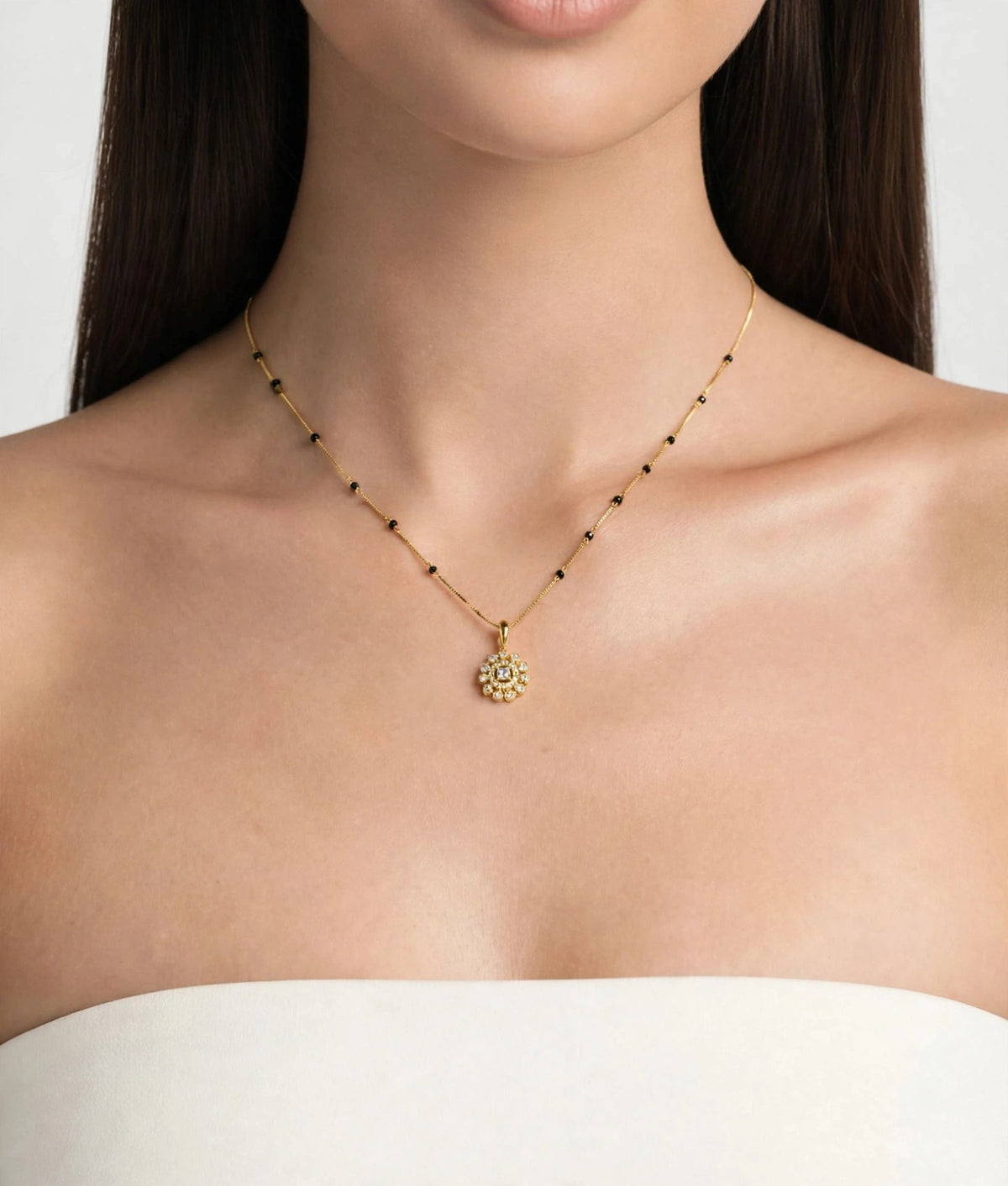Golden Floral Charm Mangalsutra