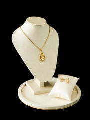 Golden Leaf Charm Necklace Set