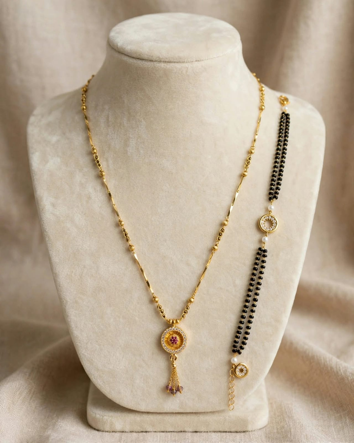 Pink Halo Dual Mangalsutra Set