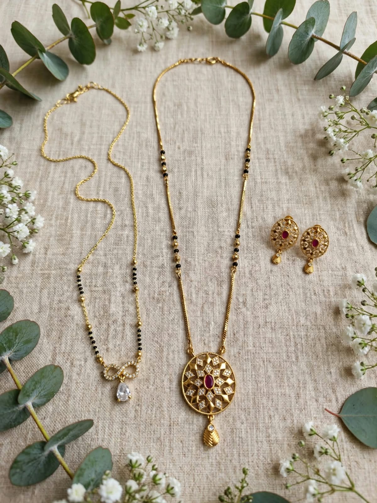 Golden Infinity Ruby Mangalsutra Set