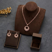 Rose Circular Textured Pendant Set