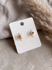 Rose Pearl Bow Geometric Drop Earrings