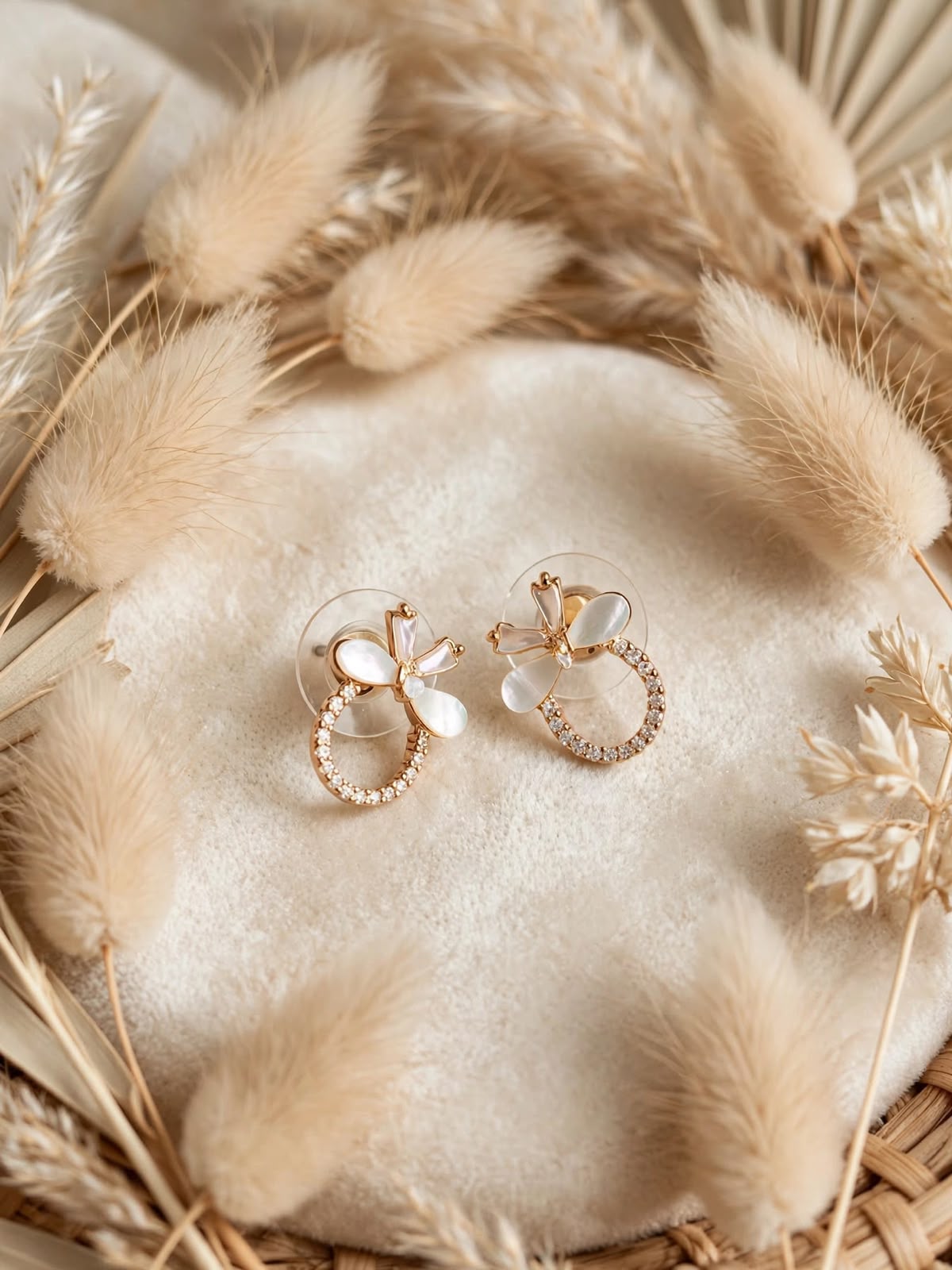 Rose Mother-of-Pearl Floral Stud Earrings