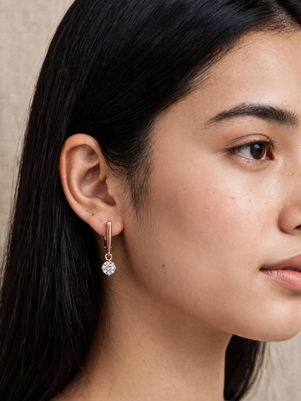 Rose Gold Teardrop Crystal Drop Earrings