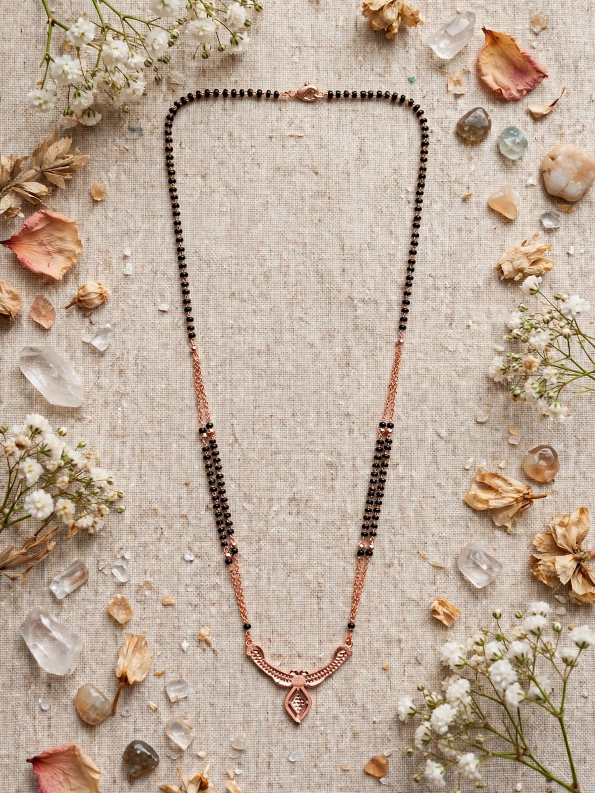 Rose Leaf Charm Curved Mangalsutra