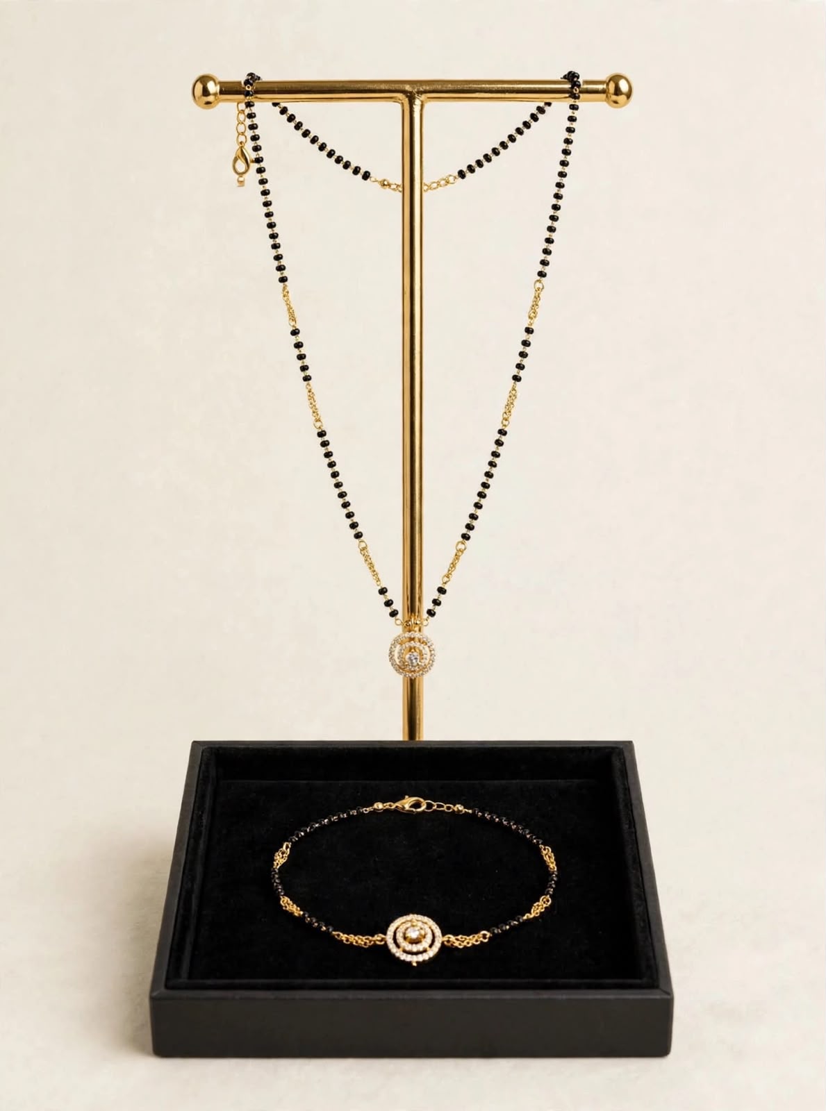 Golden Circle Stone Mangalsutra Set