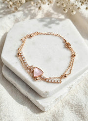 Rose Triangle Charm Link Bracelet