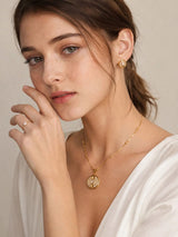 Golden Geometric Halo Necklace Set