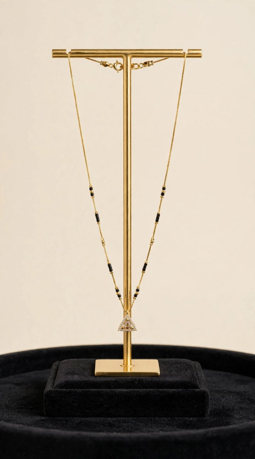 Golden Green Oval Pendant Mangalsutra
