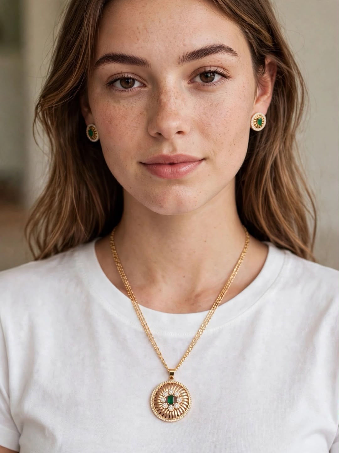 Rose Green Radiance Pendant Set