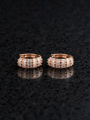 Rose Gold Baguette Layered Hoop Earrings