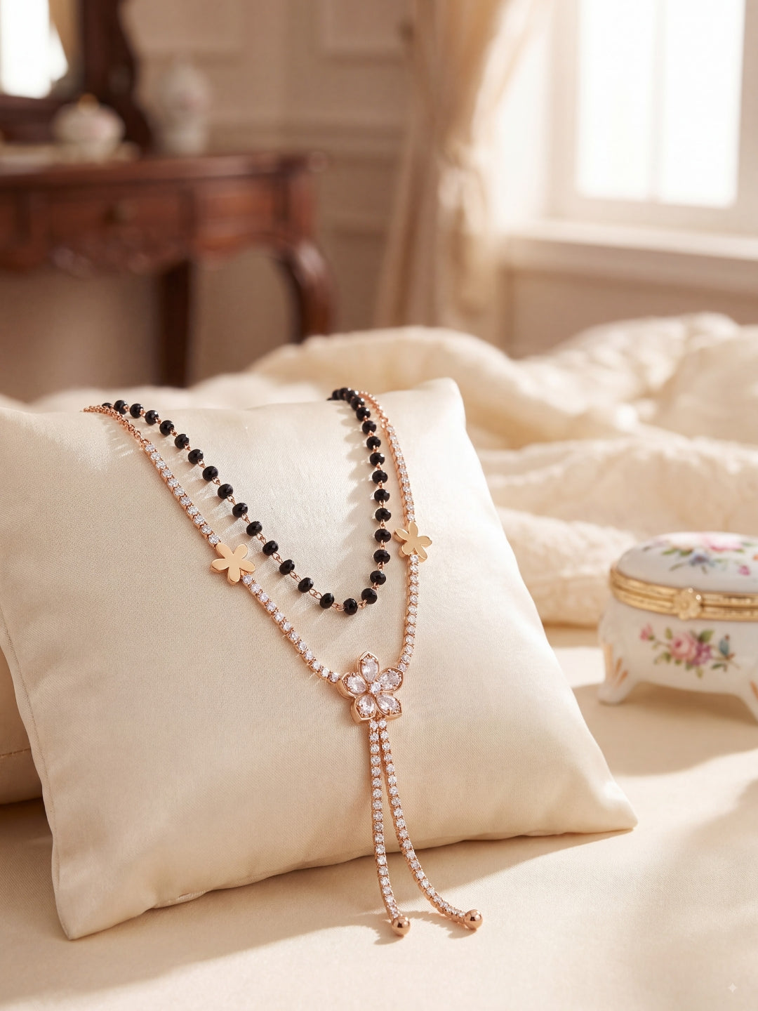 Rose Floral Layered Stone Mangalsutra