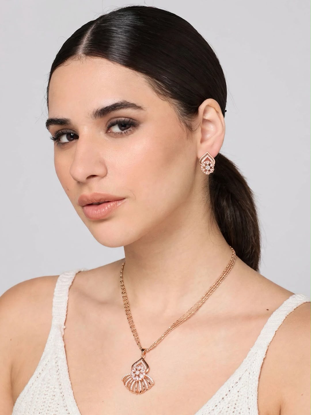 Rose Floral Double-Layer Necklace Set