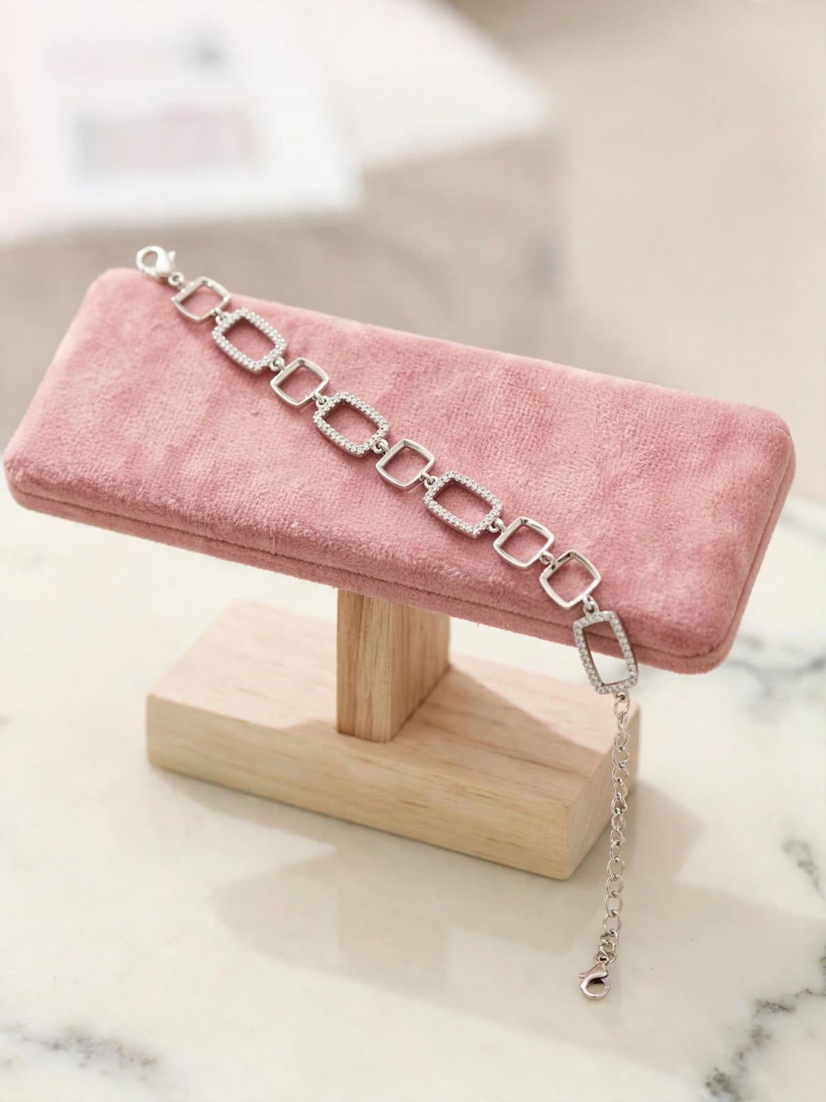 Rose Circular Charm Link Bracelet