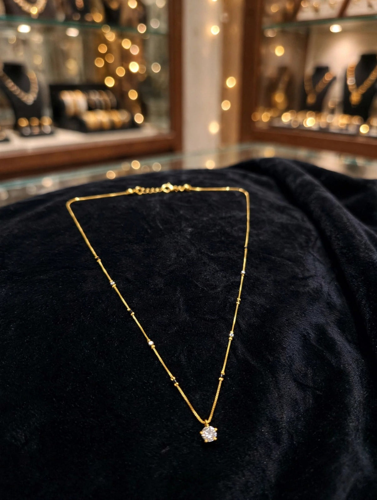 Golden Solitaire Charm Mangalsutra
